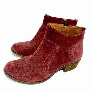 Lucky Brand Maroon Suede Ankle Boots 7